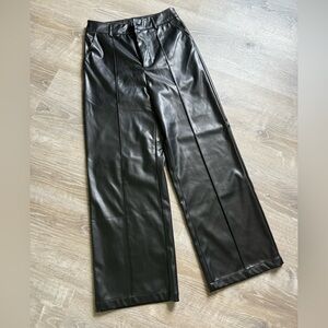 Faux Leather Wide Leg Pants